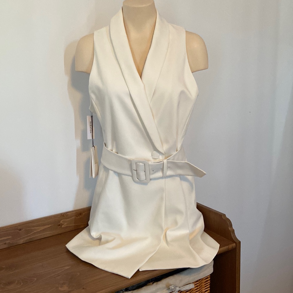 Aritzia Babaton Off White Sleeveless Mini Dress Size 10